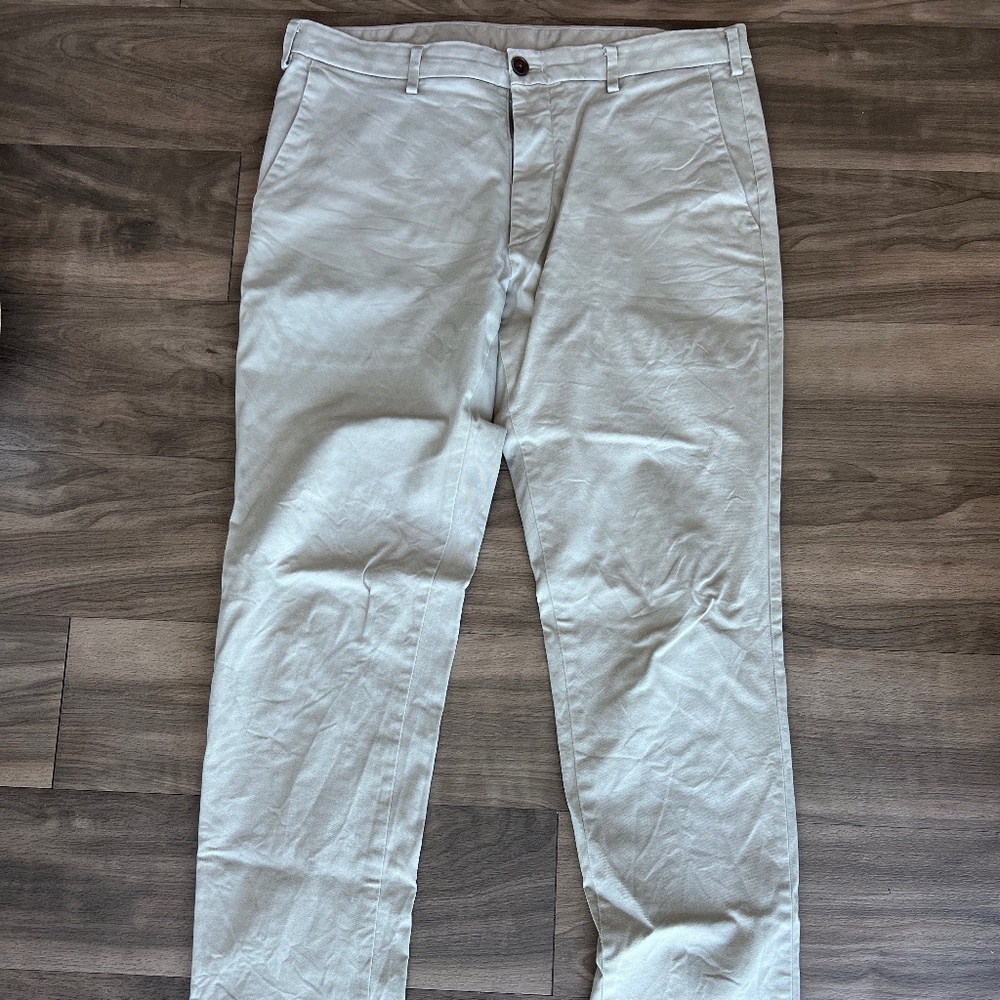 Cream straight leg chinos